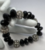 Two Brooches Crystal Bracelet Rhinestone Necklaces Elegant Black - 2