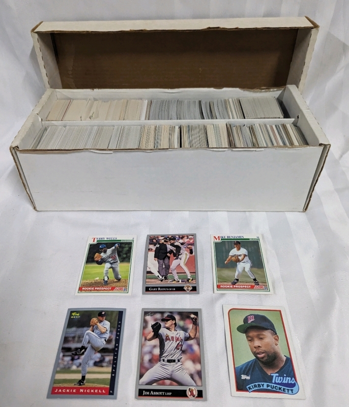15" Two Lane Card Box filled with baseball cards.