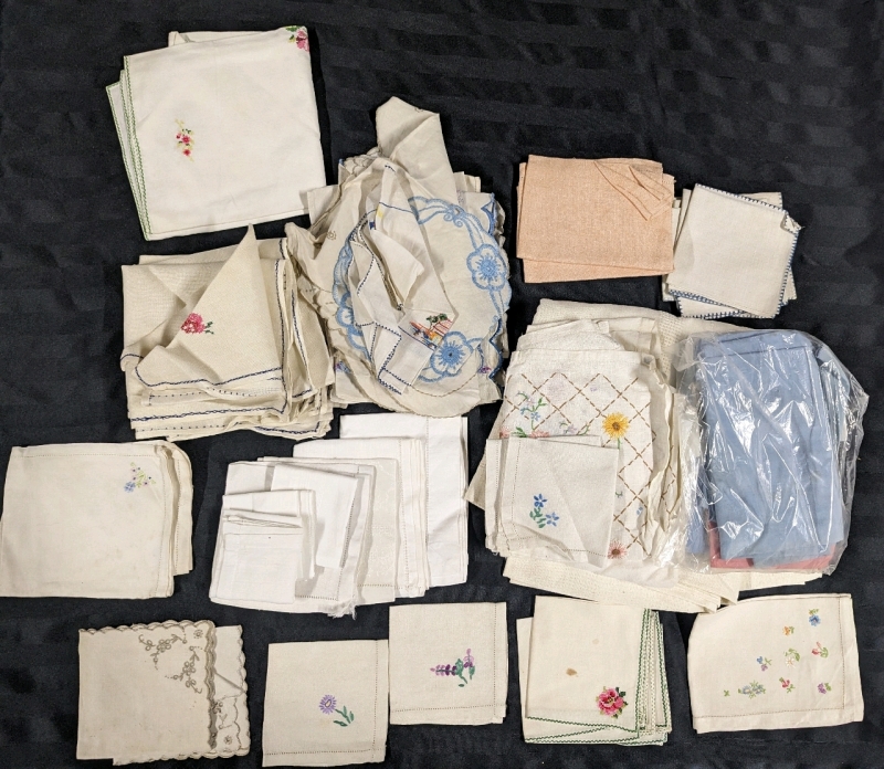 A Collection of Linens and Embroidered Linens