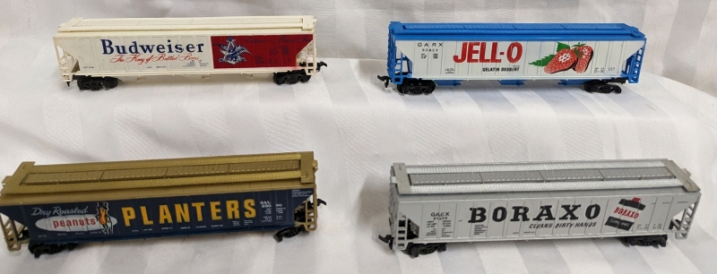 4 Tyco Advertising Toy Box Cars - HO Scale