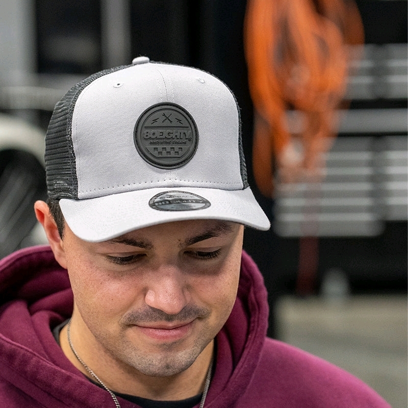 New 80EIGHTY Gray Trucker Snap Back Cap with Logo