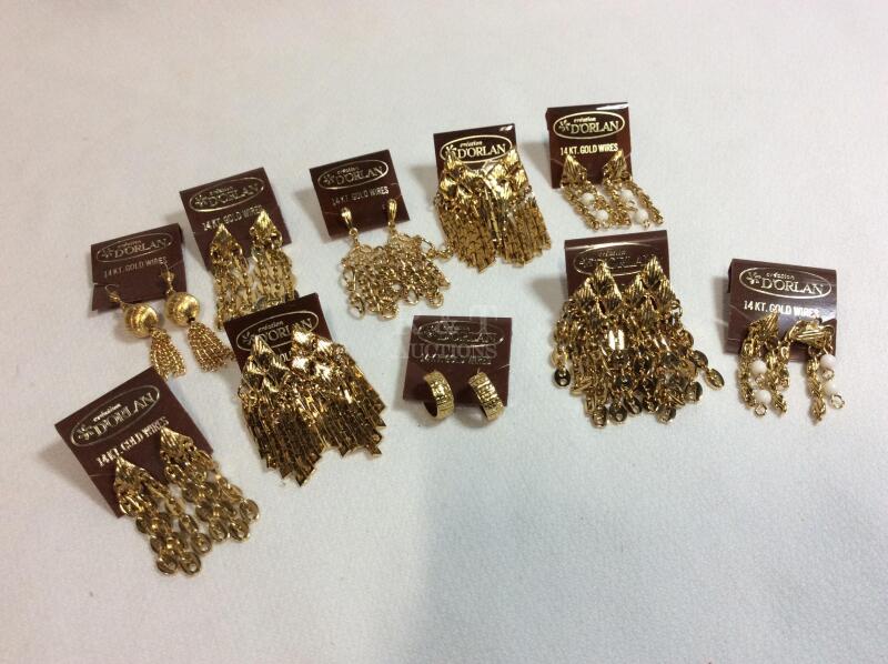 10 Vintage D&rsquo;ORLAN Earrings with 14 K Gold Wires