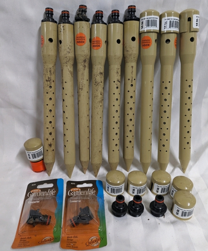 9 Deep Drip Tree Watering Stakes and Accessories.