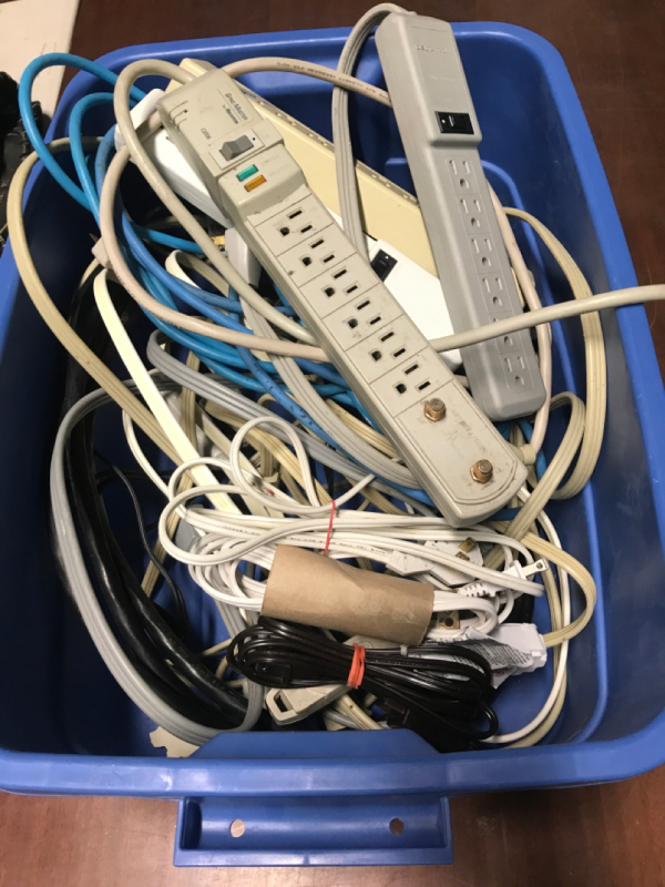 Blue Tote Filled With Braker Bars & Extension Cords