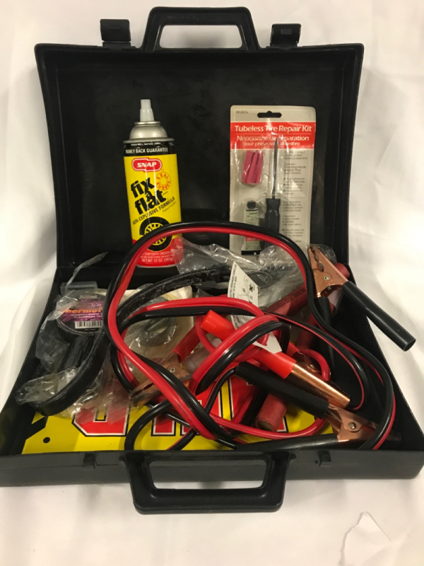Jumper Cables & Tools in Plastic Carry Case