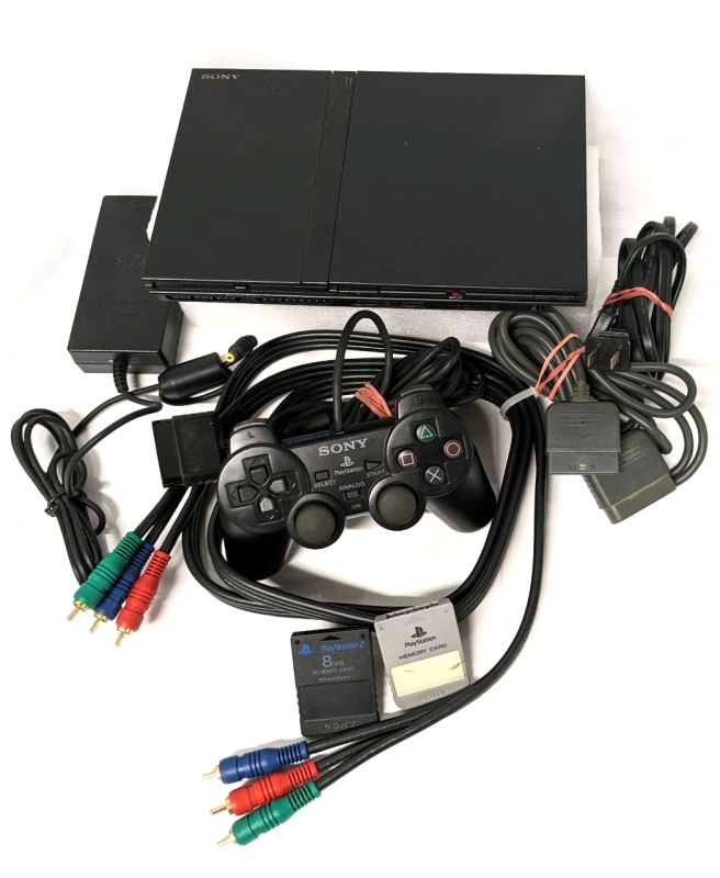 Sony PLAYSTATION 2 Slim SCPH-75001 w 2 Memory Cards + 1 Controller