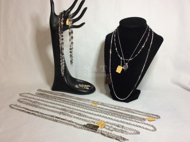 10 Vintage D&rsquo;ORLAN Silver Tone Necklaces & Chains