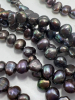 Two Fresh Water Black Pistachio Pearl Strands - 6