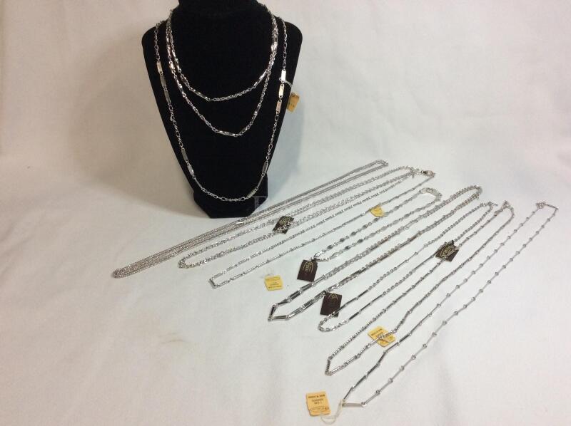 10 Vintage Silver Tone D&rsquo;ORLAN Necklaces & Chains