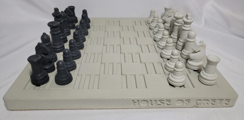 House of Crete Concrete Chess Set , Complete - queen piece needs repair