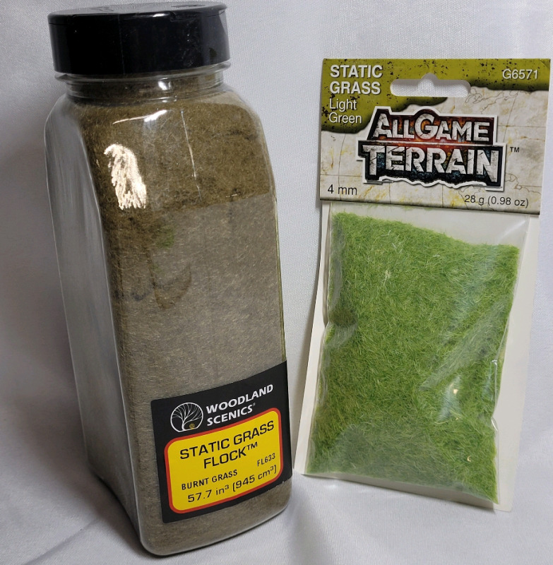 Static Grass Flock (brunt grass) & Static Grass (light green) for Model Terrian - New