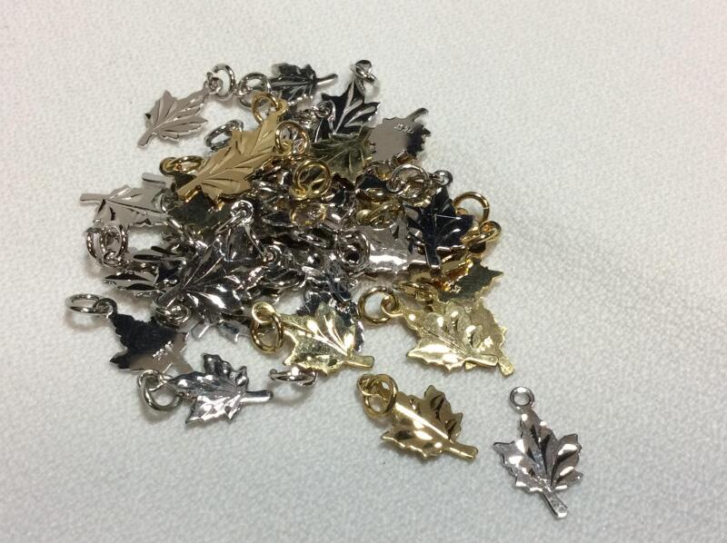 Vintage Silver & Gold Tone Maple Leaf Charms