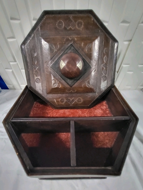 Lovely Octagonal Wood Storage Box - 18" Wide - 5.5" Tall