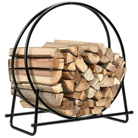 New Costway Tubular Steel Log Hoop Firewood Storage Rack 40"