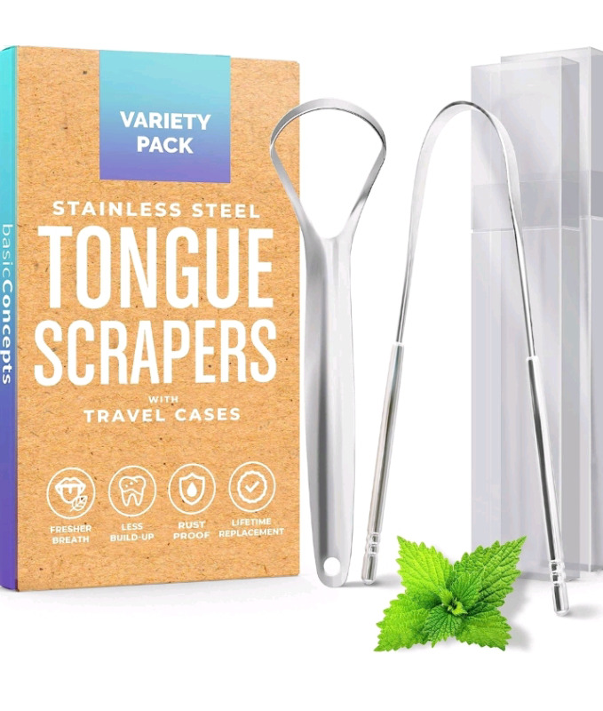 New Basic Concepts Variety Pack Tongue Scrapers - 2 Scrapers with Cases