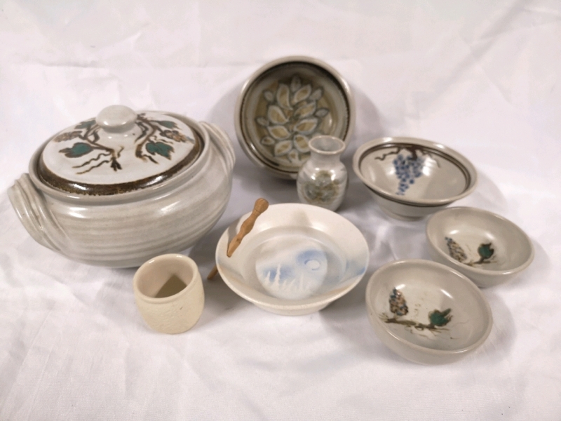 Vintage Beautiful Pottery - Bowls, Vase Lidded Pot