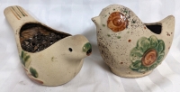 2 Earthenware Bird Shaped Planters