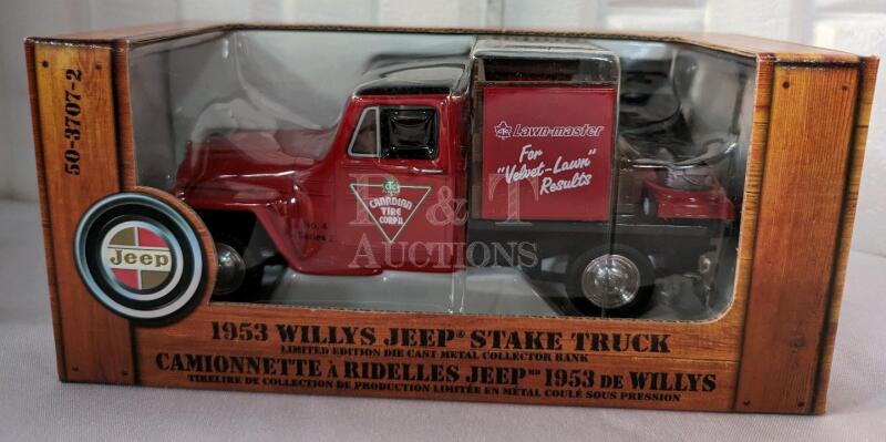 1953 Willys Jeep Stake Truck Limited Edition Diecast Metal Collector Bank