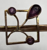 Victorian 9CT Gold European Bar Brooch Purple stones - 6