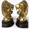 Vintage Pair of Brass Roaring Lion Bookends on Bases - 3