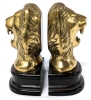 Vintage Pair of Brass Roaring Lion Bookends on Bases - 4