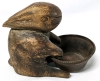 Vintage Signed Carved Wood Pot from Brazil & Carved Baby Bunny Holding Bowl - 10