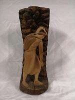 Wooden Carving Sculpture- Man with Backpack