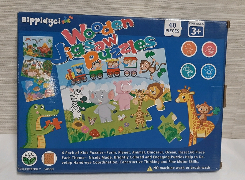 New, Wooden Jigsaw Puzzles for Ages 3 and up.