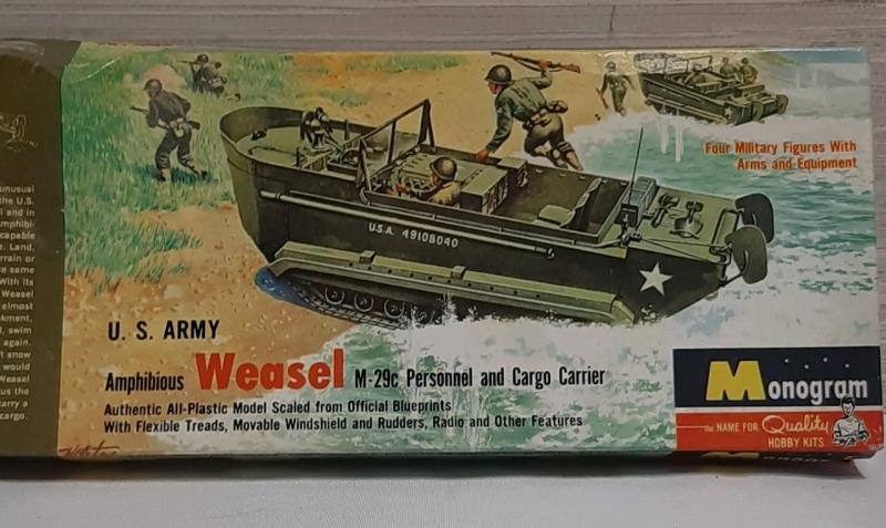 Vintage, Monogram US Army Amphibious "Weasel" M-29c Personnel and Cargo Carrier.