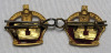 Vintage KINGS CROWN Warrant Officer Brass Rank Badge - Set of Two Collar Pips - 2