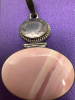 Pink Opal Oval Pendacnt and Rose Quartz Sterling Turquoise Bracelet - 3