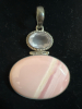 Pink Opal Oval Pendacnt and Rose Quartz Sterling Turquoise Bracelet - 4