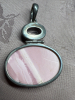 Pink Opal Oval Pendacnt and Rose Quartz Sterling Turquoise Bracelet - 5