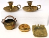 Brass / Copper Candlestick Holders, Tray, Pots & Crucifix - 2