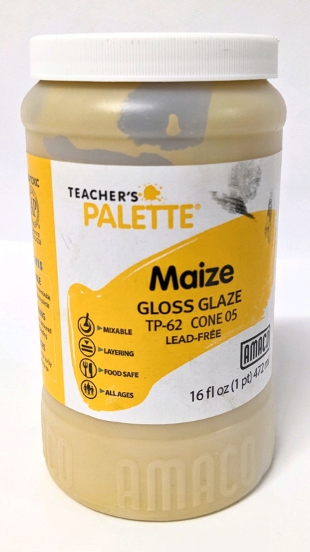 New Amaco Teacher's Palette TP-62 Cone 05 Low Fire Glaze: Maize 472ml