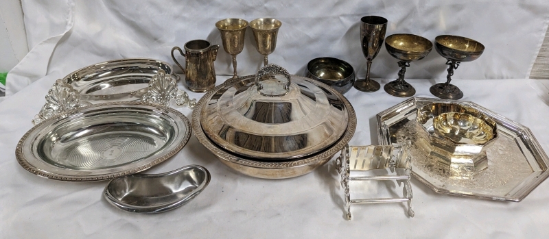 Large Collection of Plated Silver and Brass