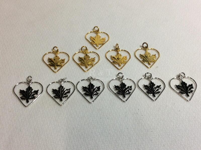 11 Vintage Gold & Silver Tone Maple Leaf Charms