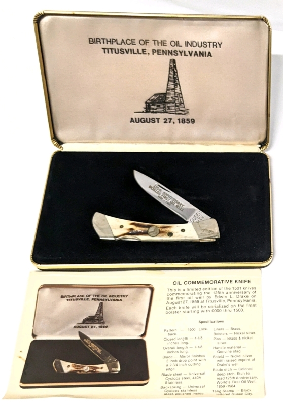 Vintage Pocket Knife: 125th Anniversary of the World's First Oil Well 1859 - 1984: Limited Edition Numbered 1177/1500