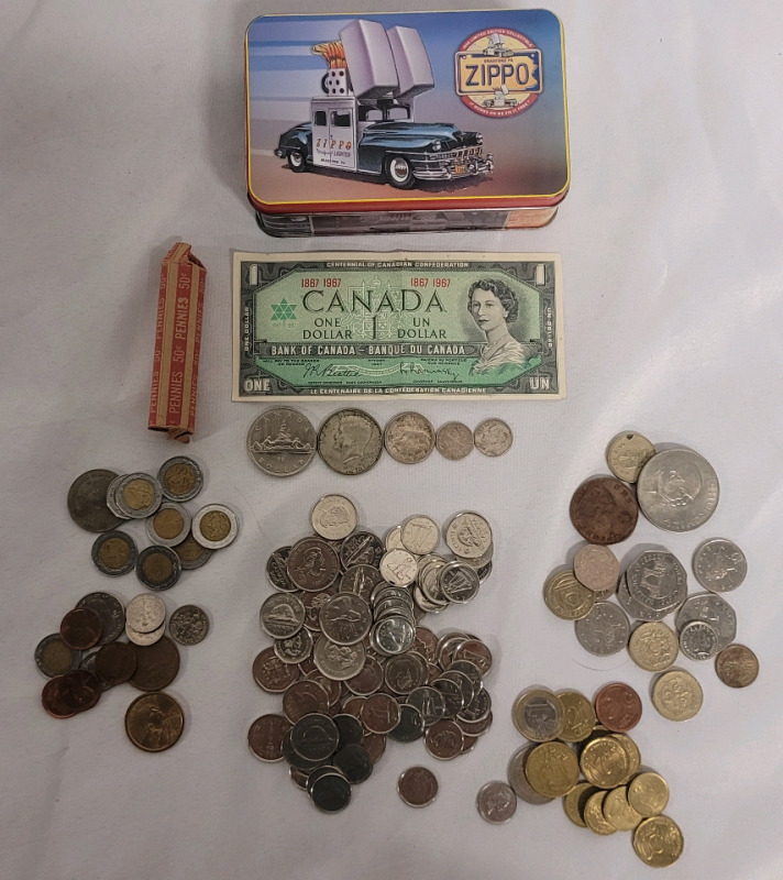 World Coin Lot - Canada , USA , Euro , UK - Lot also includes Silver Coins