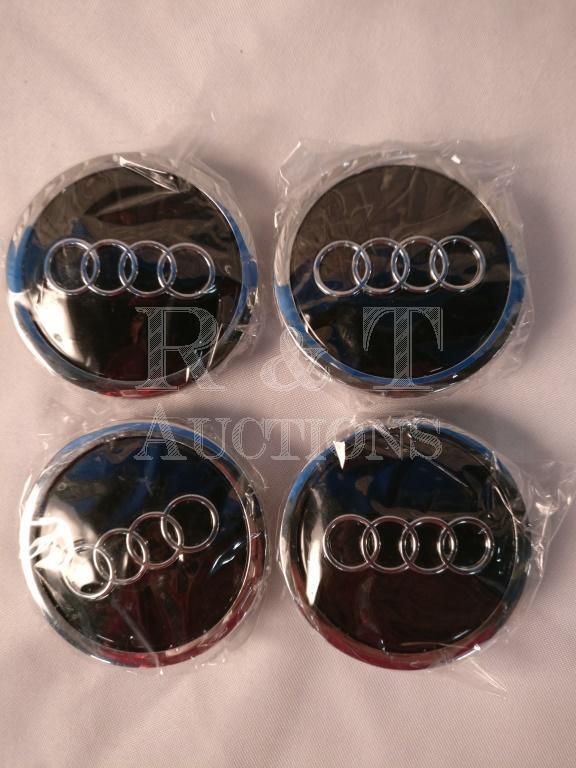 4 New Audi 69mm Wheel Hubs - Black