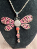 Elongated Teardrop Iradesent Crystal Necklace Dragonfly Statement - 2