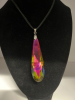 Elongated Teardrop Iradesent Crystal Necklace Dragonfly Statement - 3