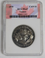 1970 (1870-) Canadian One Dollar Coin - HCG Graded PL 67 Cameo