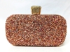 New Pink & Gold Tone Rhinestone Glitter Confetti Purse / Clutch - 2