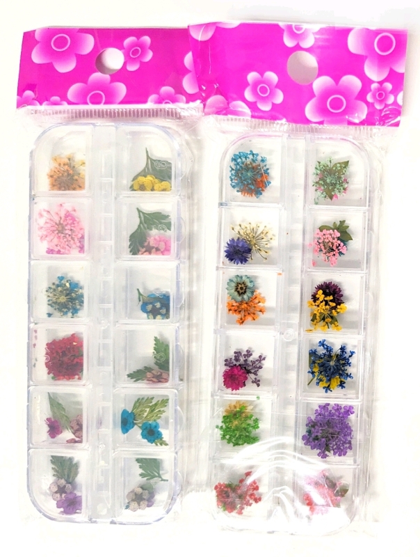2 New Packages of Real Mini Nail Dried Flowers Nail Art, 3D Applique (Gypsophila Flowers Leaves)