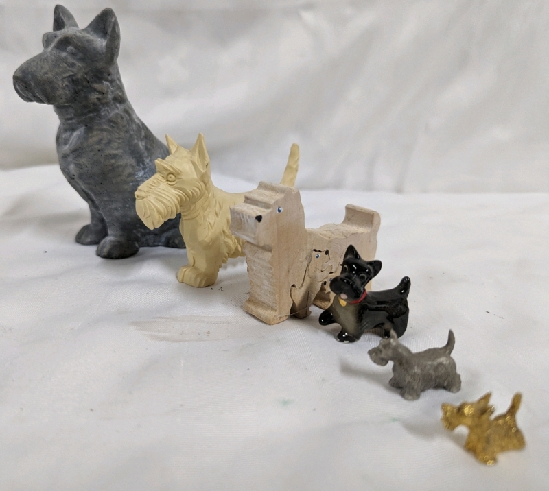 5 Scottish Terrier Figures + 1 Scott Terrier Puzzle