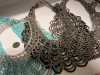 Four Lacy Bold Collar Necklaces Rhinestone Black Silver Turquoise Colours - 6