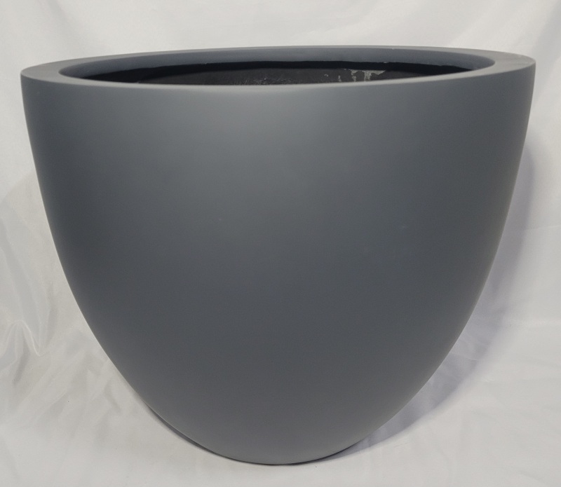 NEW 20" Diameter Lightweight Large Fiberglass Bowl Planter , Grey - New