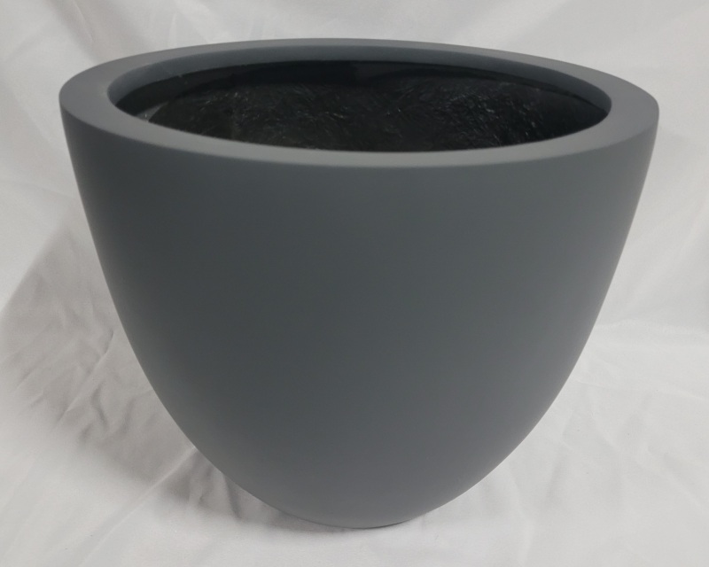 New 16" Diameter Lightweight Medium Fiberglass Bowl Planter , Grey