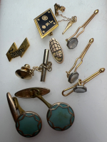 Vintage BIRKS Box with Mens Gold Jewellery & Cuff links